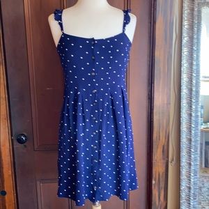 Blue and white polkadot Madewell dress